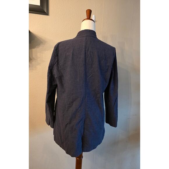 Eileen Fisher Women's Navy Asian Inspired Jacket SZ Medium Designer Minimalist - Picture 2 of 7